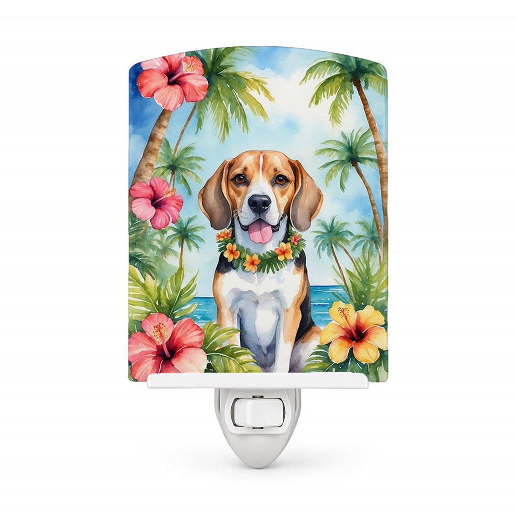 Beagle Luau Ceramic Night Light Compact, UL-Certified, Ideal for Bedroom, Bathroom, Nursery, Hallway, Kitchen, 6x4x3, Multicolor