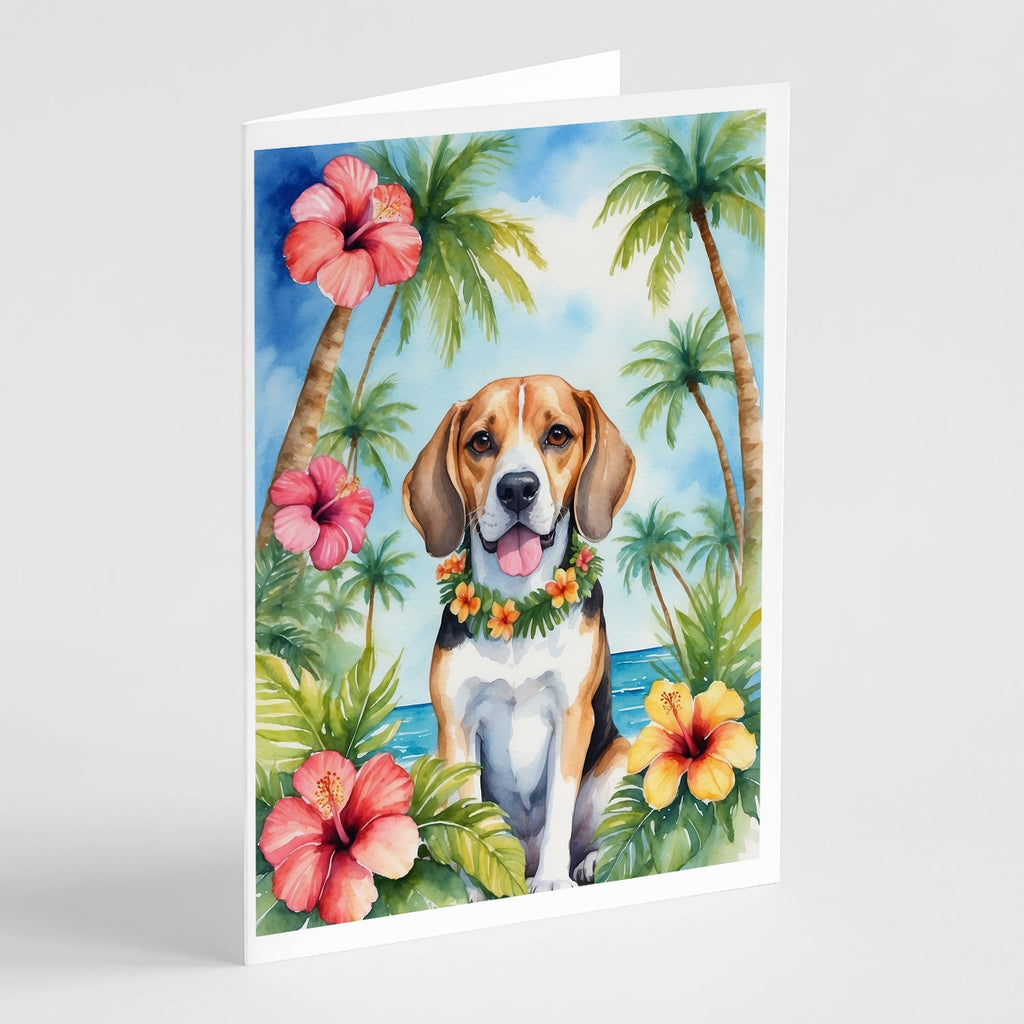 Beagle Luau Greeting Cards Pack of 8 Blank Cards with Envelopes Whimsical A7 Size 5x7