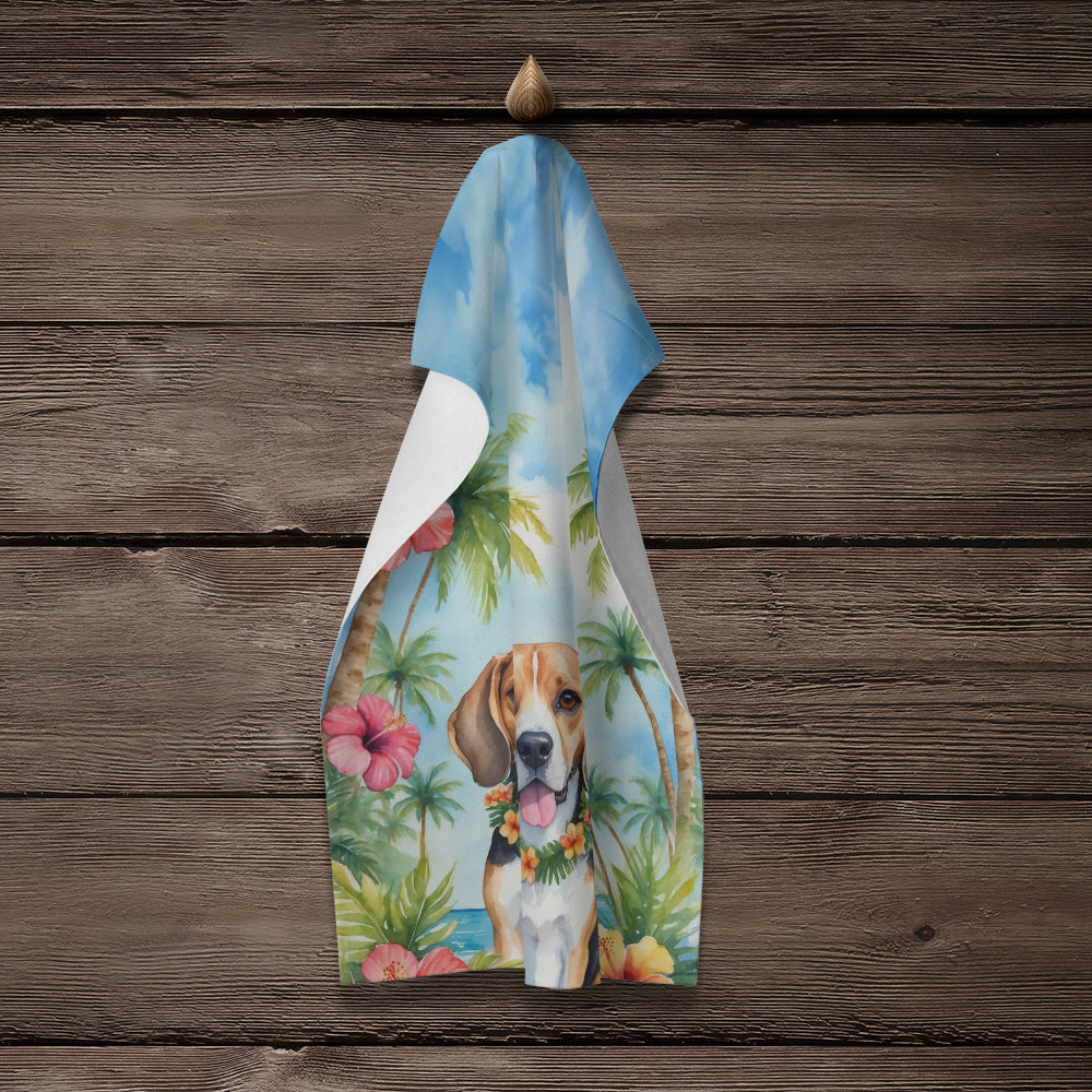 Beagle Luau Kitchen Towel Velour Plush Front and Cotton Loop Back Machine Washable