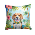 Beagle Luau Decorative Throw Pillow 14x14 Indoor Outdoor Accent Cushion, Fabric Cover with Insert for Sofa, Bed, Porch & Living Room
