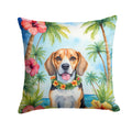 Beagle Luau Decorative Throw Pillow 18x18 Indoor Outdoor Accent Cushion, Fabric Cover with Insert for Sofa, Bed, Porch & Living Room