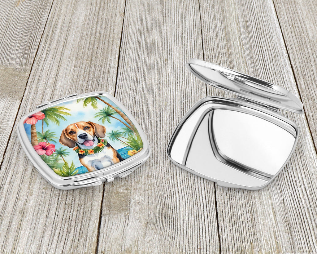 Beagle Luau Compact Mirror Decorative Travel Makeup Mirror for Women Girls Gifts Pocket Makeup Mirror Folding Handheld
