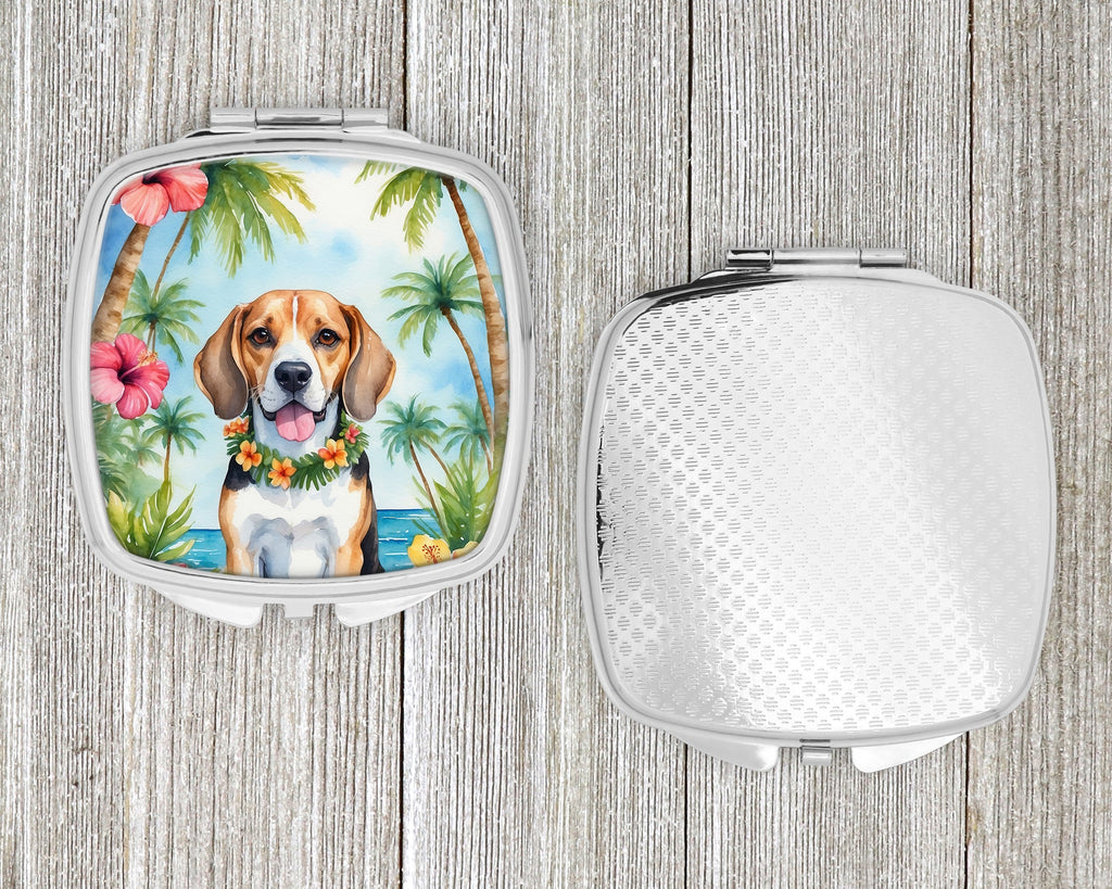 Beagle Luau Compact Mirror Decorative Travel Makeup Mirror for Women Girls Gifts Pocket Makeup Mirror Folding Handheld