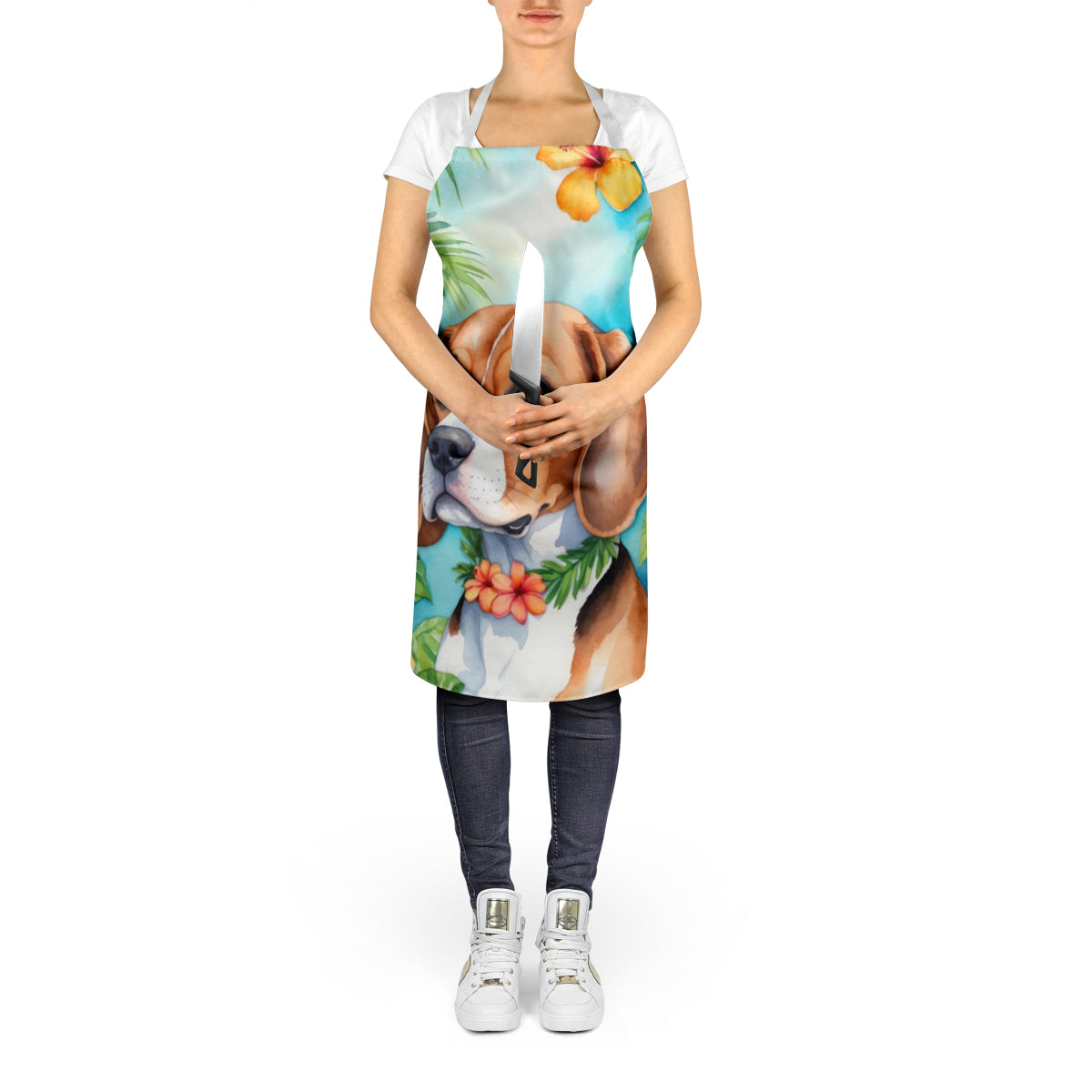 Beagle Luau Apron Cooking Kitchen Server Baking Crafts Gardening for Adult Women Men, Unisex, Large, Multicolor