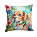 Beagle Luau Decorative Throw Pillow 18x18 Indoor Outdoor Accent Cushion, Fabric Cover with Insert for Sofa, Bed, Porch & Living Room
