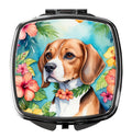 Beagle Luau Compact Mirror Decorative Travel Makeup Mirror for Women Girls Gifts Pocket Makeup Mirror Folding Handheld