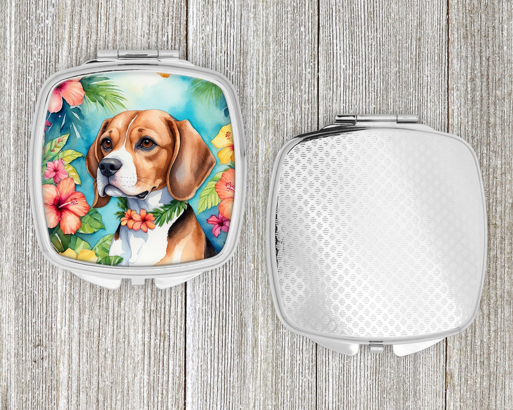 Beagle Luau Compact Mirror Decorative Travel Makeup Mirror for Women Girls Gifts Pocket Makeup Mirror Folding Handheld