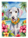 Bedlington Terrier Luau House Flag 28x40 Porch Sleeve Pole Decorative Outside Yard Banner Artwork Wall Hanging, Polyester