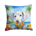Bedlington Terrier Luau Decorative Throw Pillow 14x14 Indoor Outdoor Accent Cushion, Fabric Cover with Insert for Sofa, Bed, Porch & Living Room