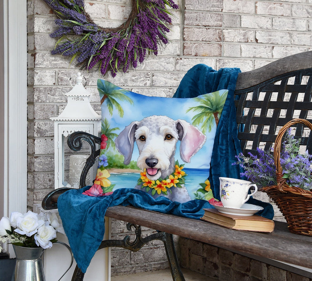 Bedlington Terrier Luau Decorative Throw Pillow 18x18 Indoor Outdoor Accent Cushion, Fabric Cover with Insert for Sofa, Bed, Porch & Living Room