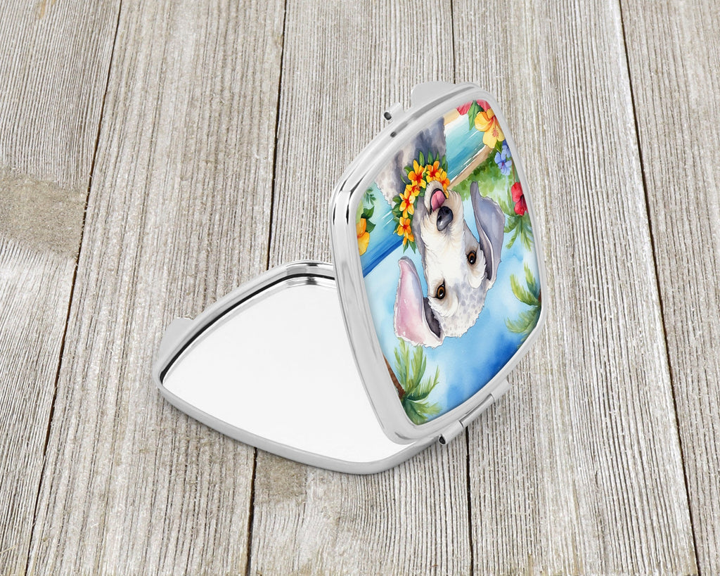 Bedlington Terrier Luau Compact Mirror Decorative Travel Makeup Mirror for Women Girls Gifts Pocket Makeup Mirror Folding Handheld