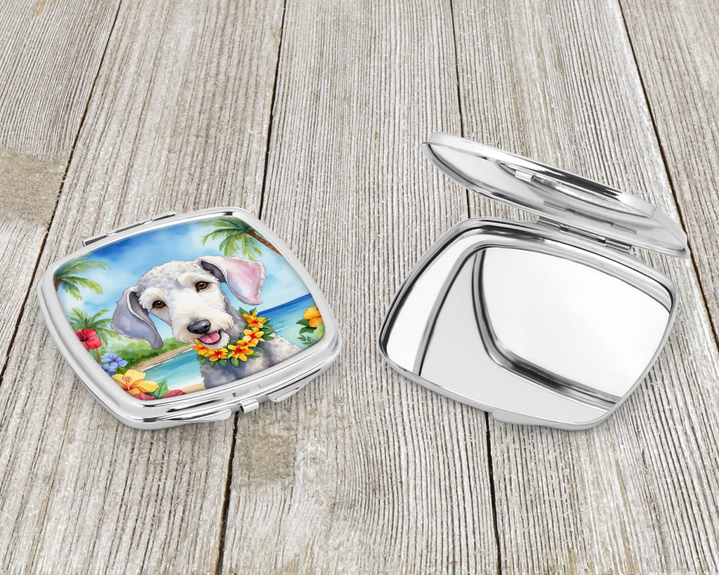 Bedlington Terrier Luau Compact Mirror Decorative Travel Makeup Mirror for Women Girls Gifts Pocket Makeup Mirror Folding Handheld
