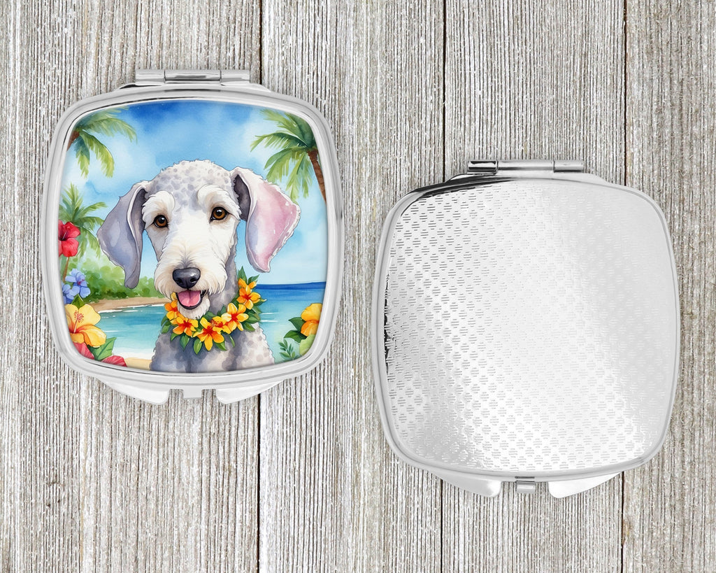 Bedlington Terrier Luau Compact Mirror Decorative Travel Makeup Mirror for Women Girls Gifts Pocket Makeup Mirror Folding Handheld
