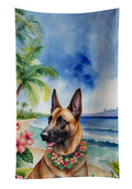 Belgian Malinois Luau Kitchen Towel Velour Plush Front and Cotton Loop Back Machine Washable