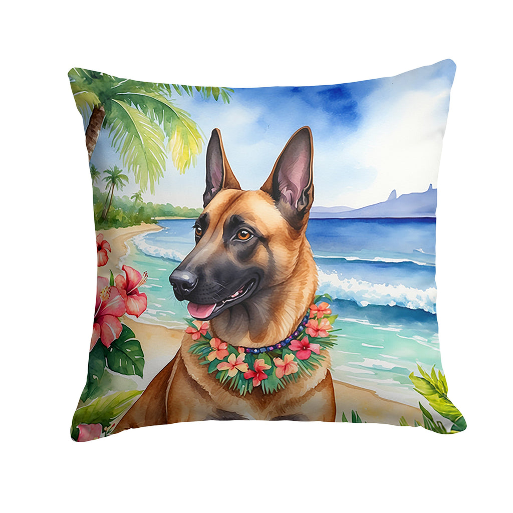 Belgian Malinois Luau Decorative Throw Pillow 18x18 Indoor Outdoor Accent Cushion, Fabric Cover with Insert for Sofa, Bed, Porch & Living Room