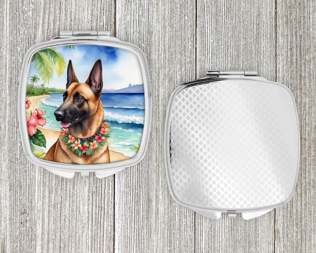 Belgian Malinois Luau Compact Mirror Decorative Travel Makeup Mirror for Women Girls Gifts Pocket Makeup Mirror Folding Handheld