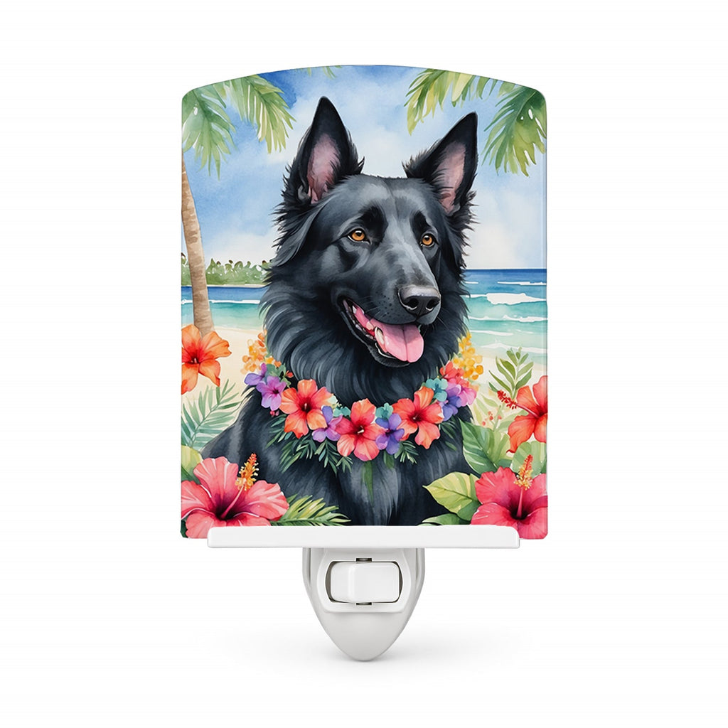 Belgian Sheepdog Luau Ceramic Night Light Compact, UL-Certified, Ideal for Bedroom, Bathroom, Nursery, Hallway, Kitchen, 6x4x3, Multicolor