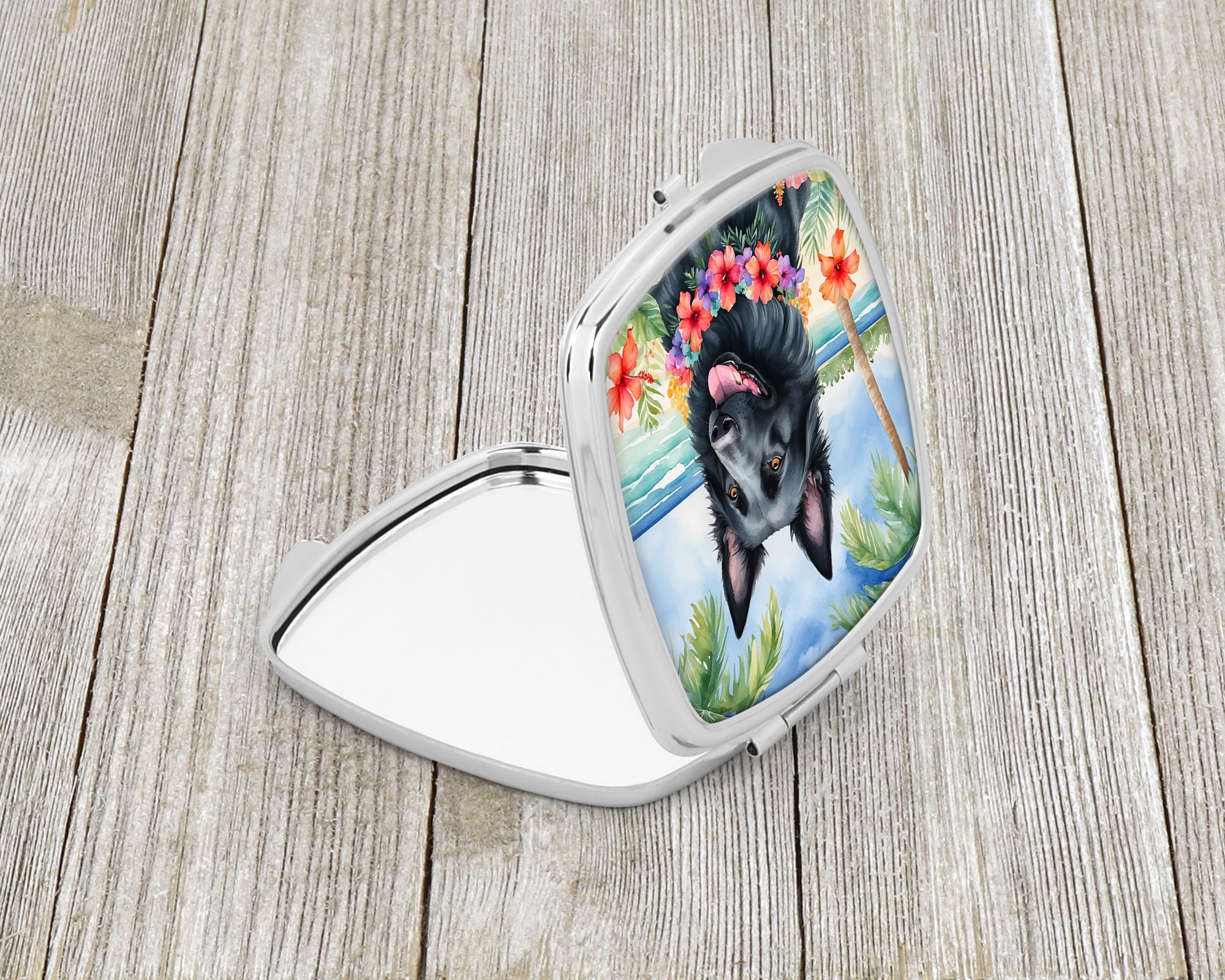 Belgian Sheepdog Luau Compact Mirror Decorative Travel Makeup Mirror for Women Girls Gifts Pocket Makeup Mirror Folding Handheld