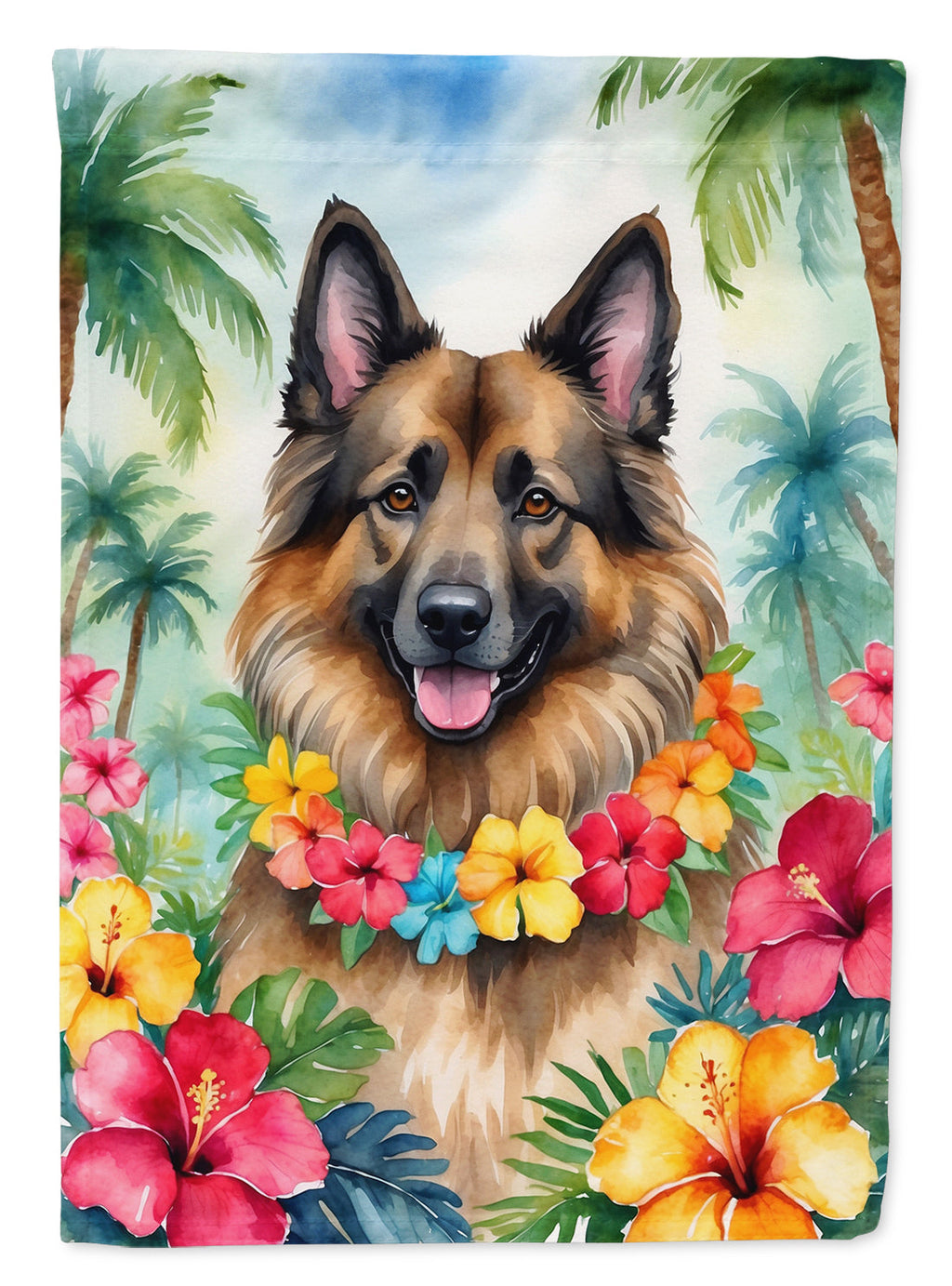 Belgian Tervuren Luau House Flag 28x40 Porch Sleeve Pole Decorative Outside Yard Banner Artwork Wall Hanging, Polyester