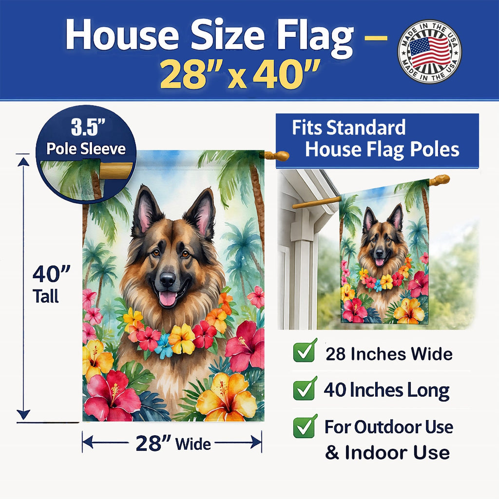 Belgian Tervuren Luau House Flag 28x40 Porch Sleeve Pole Decorative Outside Yard Banner Artwork Wall Hanging, Polyester