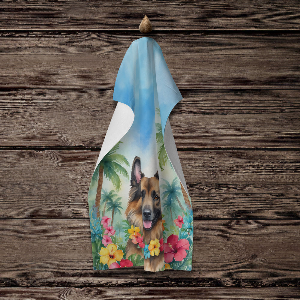Belgian Tervuren Luau Kitchen Towel Velour Plush Front and Cotton Loop Back Machine Washable