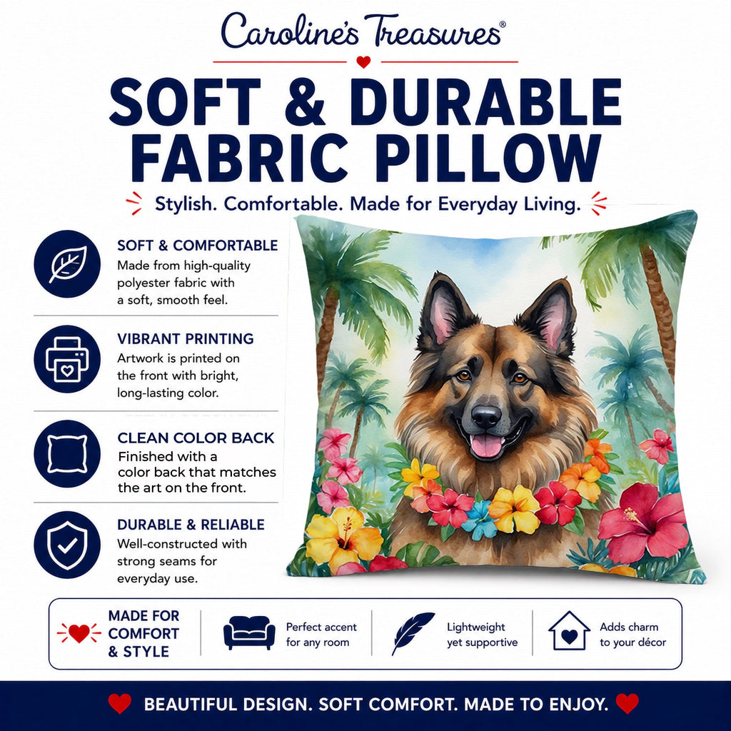 Belgian Tervuren Luau Decorative Throw Pillow 14x14 Indoor Outdoor Accent Cushion, Fabric Cover with Insert for Sofa, Bed, Porch & Living Room
