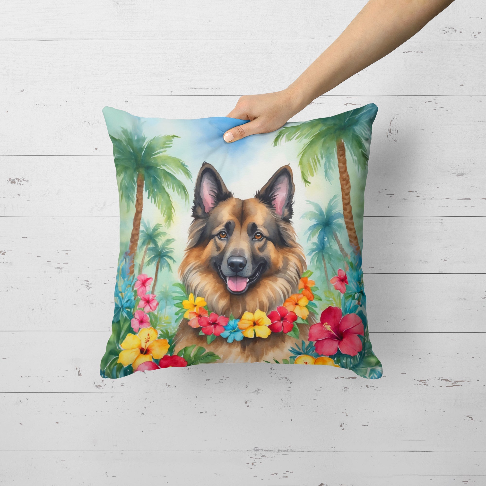 Belgian Tervuren Luau Decorative Throw Pillow 18x18 Indoor Outdoor Accent Cushion, Fabric Cover with Insert for Sofa, Bed, Porch & Living Room