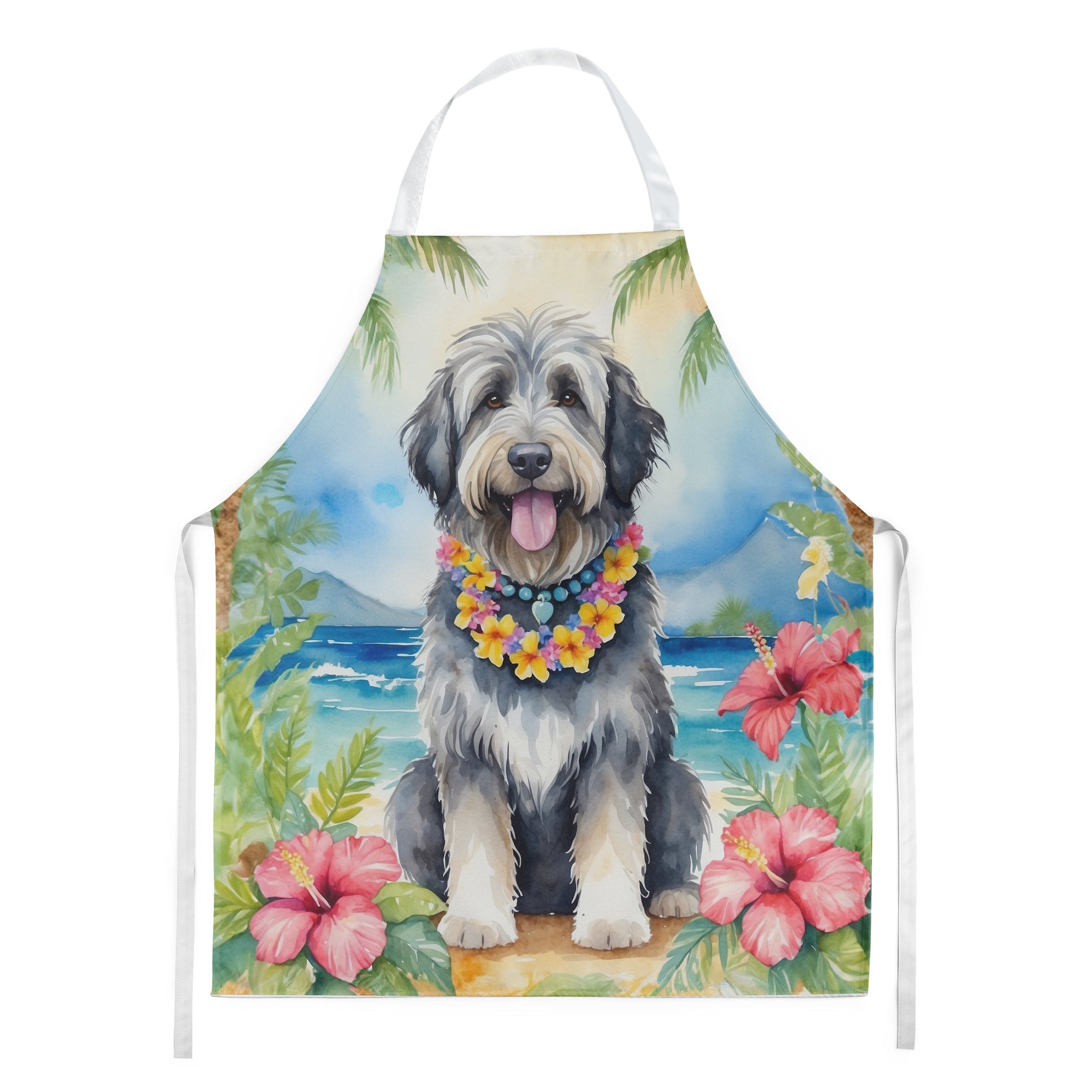 Bergamasco Sheepdog Luau Apron Cooking Kitchen Server Baking Crafts Gardening for Adult Women Men, Unisex, Large, Multicolor