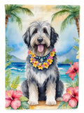 Bergamasco Sheepdog Luau House Flag 28x40 Porch Sleeve Pole Decorative Outside Yard Banner Artwork Wall Hanging, Polyester