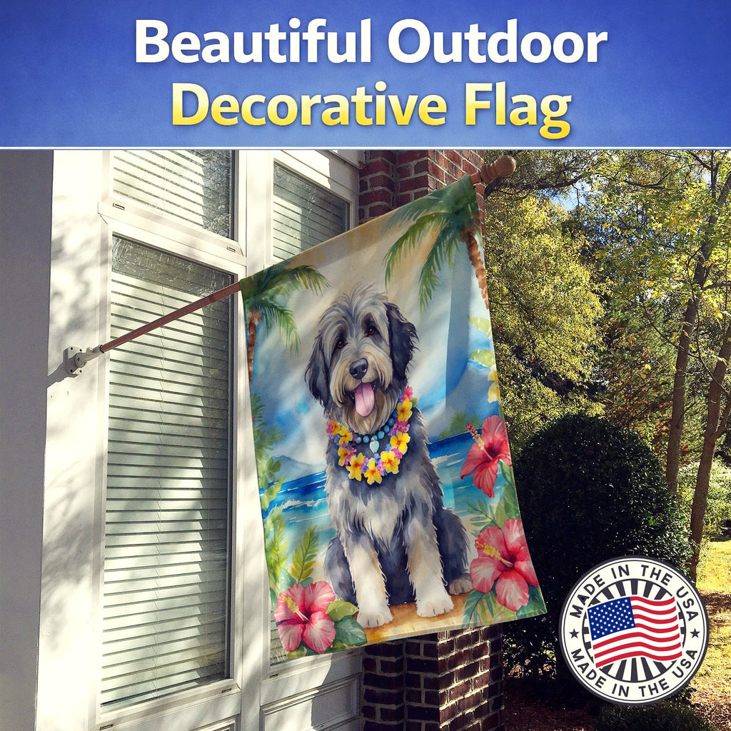 Bergamasco Sheepdog Luau House Flag 28x40 Porch Sleeve Pole Decorative Outside Yard Banner Artwork Wall Hanging, Polyester