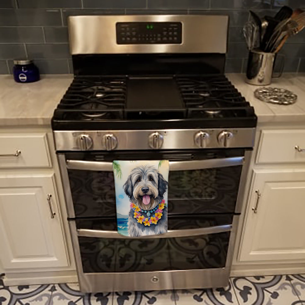 Bergamasco Sheepdog Luau Kitchen Towel Velour Plush Front and Cotton Loop Back Machine Washable