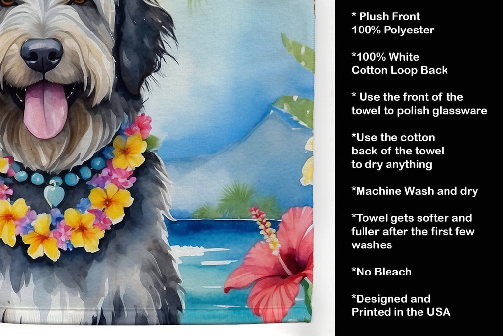 Bergamasco Sheepdog Luau Kitchen Towel Velour Plush Front and Cotton Loop Back Machine Washable