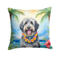 Bergamasco Sheepdog Luau Decorative Throw Pillow 14x14 Indoor Outdoor Accent Cushion, Fabric Cover with Insert for Sofa, Bed, Porch & Living Room