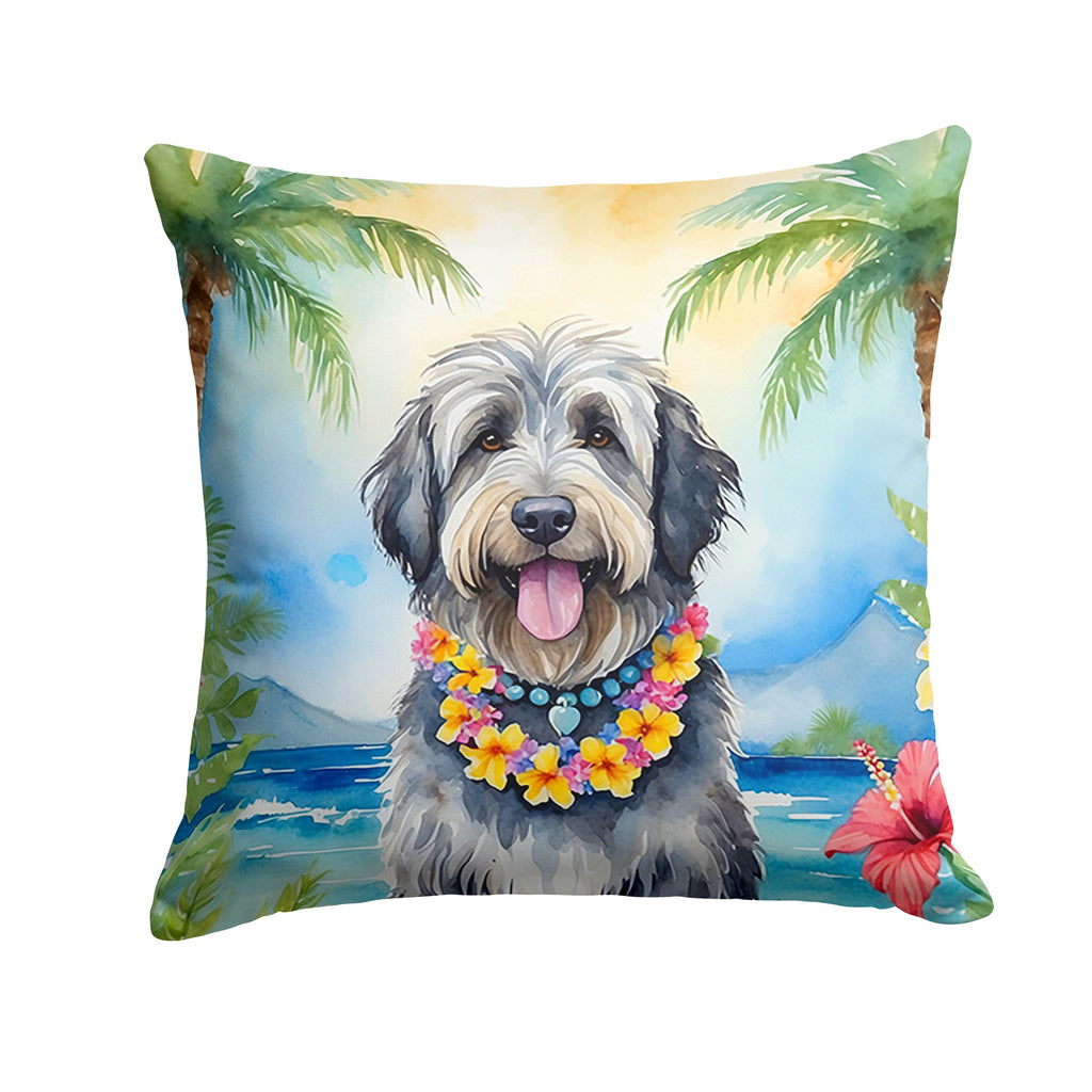 Bergamasco Sheepdog Luau Decorative Throw Pillow 18x18 Indoor Outdoor Accent Cushion, Fabric Cover with Insert for Sofa, Bed, Porch & Living Room