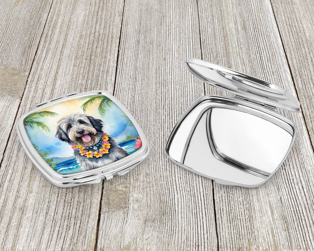 Bergamasco Sheepdog Luau Compact Mirror Decorative Travel Makeup Mirror for Women Girls Gifts Pocket Makeup Mirror Folding Handheld