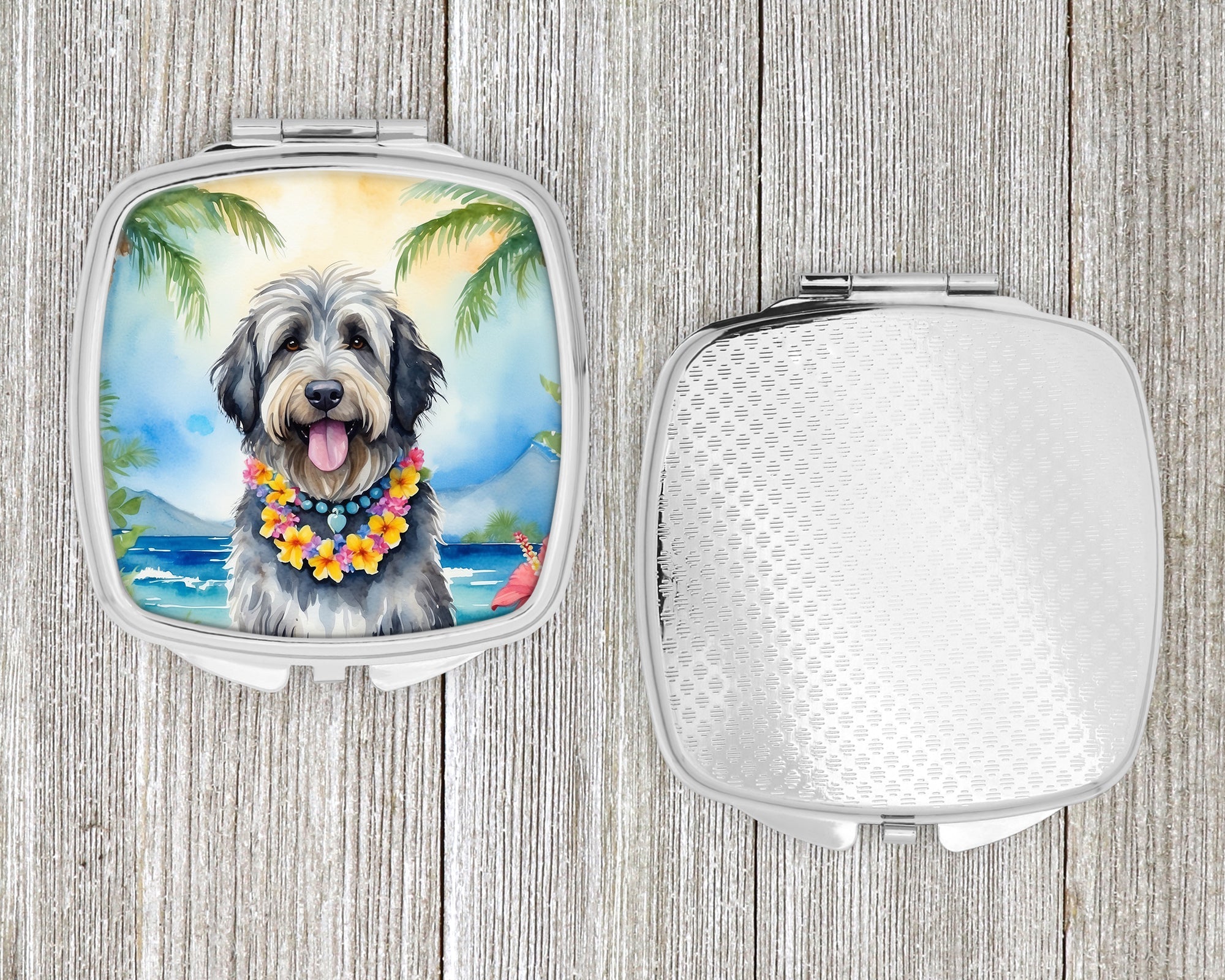 Bergamasco Sheepdog Luau Compact Mirror Decorative Travel Makeup Mirror for Women Girls Gifts Pocket Makeup Mirror Folding Handheld