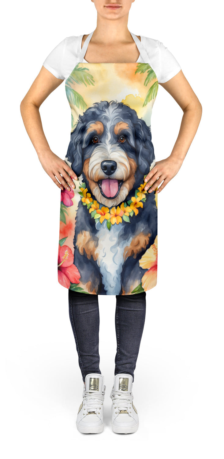 Bernedoodle Luau Apron Cooking Kitchen Server Baking Crafts Gardening for Adult Women Men, Unisex, Large, Multicolor
