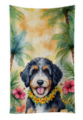 Bernedoodle Luau Kitchen Towel Velour Plush Front and Cotton Loop Back Machine Washable