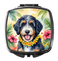 Bernedoodle Luau Compact Mirror Decorative Travel Makeup Mirror for Women Girls Gifts Pocket Makeup Mirror Folding Handheld