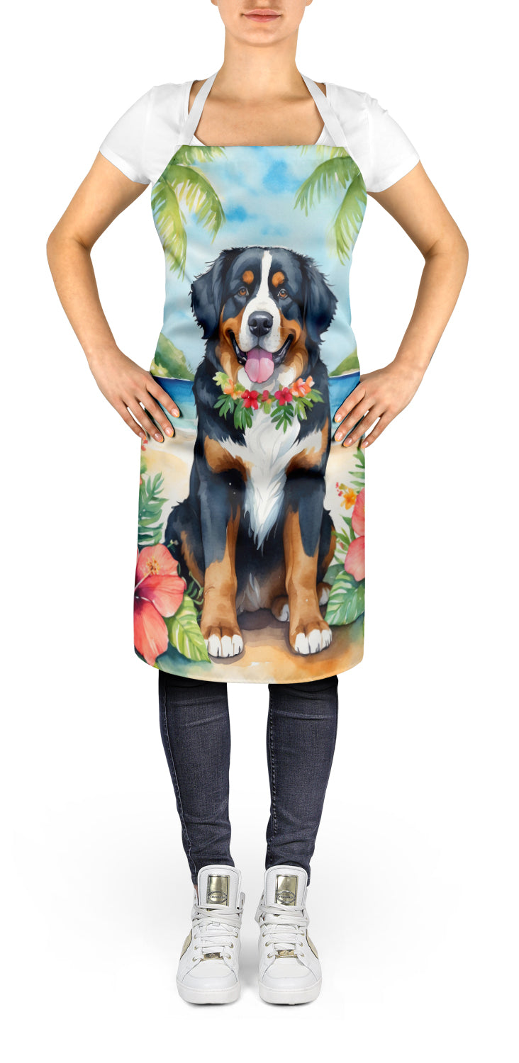 Bernese Mountain Dog Luau Apron Cooking Kitchen Server Baking Crafts Gardening for Adult Women Men, Unisex, Large, Multicolor