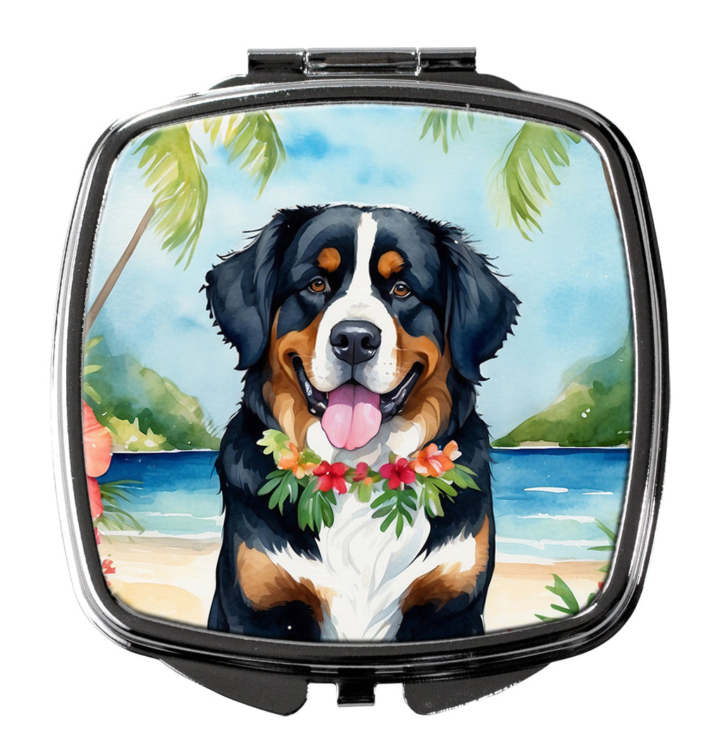 Bernese Mountain Dog Luau Compact Mirror Decorative Travel Makeup Mirror for Women Girls Gifts Pocket Makeup Mirror Folding Handheld