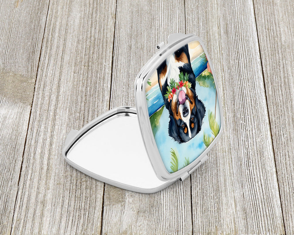 Bernese Mountain Dog Luau Compact Mirror Decorative Travel Makeup Mirror for Women Girls Gifts Pocket Makeup Mirror Folding Handheld
