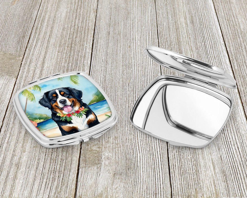 Bernese Mountain Dog Luau Compact Mirror Decorative Travel Makeup Mirror for Women Girls Gifts Pocket Makeup Mirror Folding Handheld