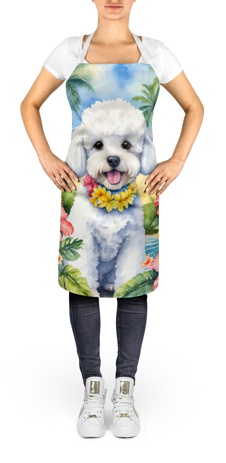Bichon Frise Luau Apron Cooking Kitchen Server Baking Crafts Gardening for Adult Women Men, Unisex, Large, Multicolor