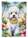 Bichon Frise Luau House Flag 28x40 Porch Sleeve Pole Decorative Outside Yard Banner Artwork Wall Hanging, Polyester
