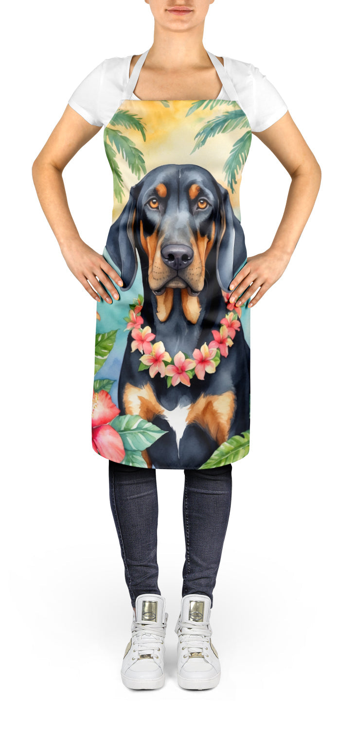 Black and Tan Coonhound Luau Apron Cooking Kitchen Server Baking Crafts Gardening for Adult Women Men, Unisex, Large, Multicolor