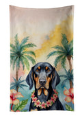 Black and Tan Coonhound Luau Kitchen Towel Velour Plush Front and Cotton Loop Back Machine Washable