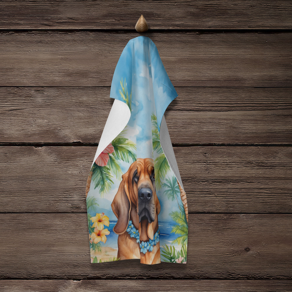 Bloodhound Luau Kitchen Towel Velour Plush Front and Cotton Loop Back Machine Washable