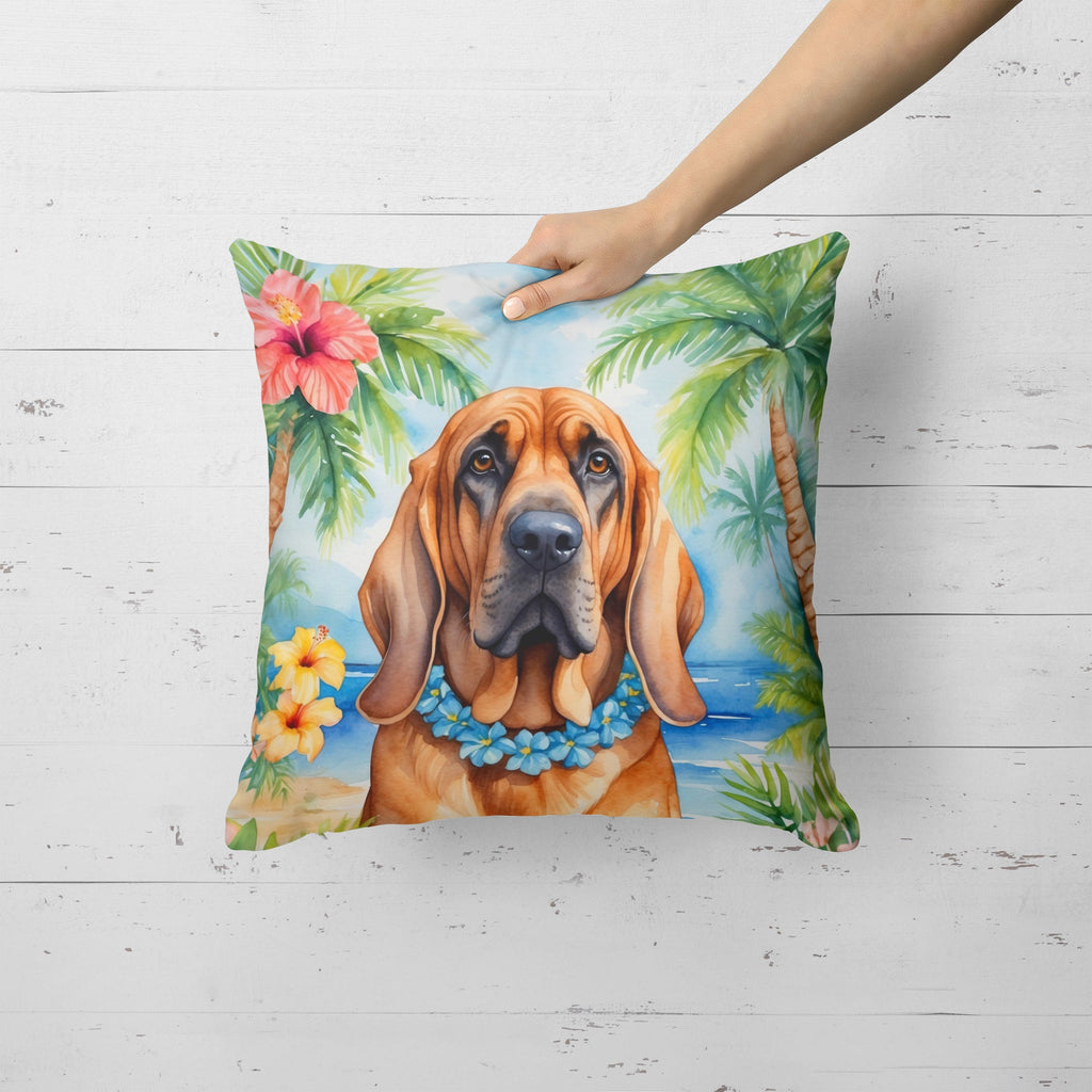 Bloodhound Luau Decorative Throw Pillow 18x18 Indoor Outdoor Accent Cushion, Fabric Cover with Insert for Sofa, Bed, Porch & Living Room