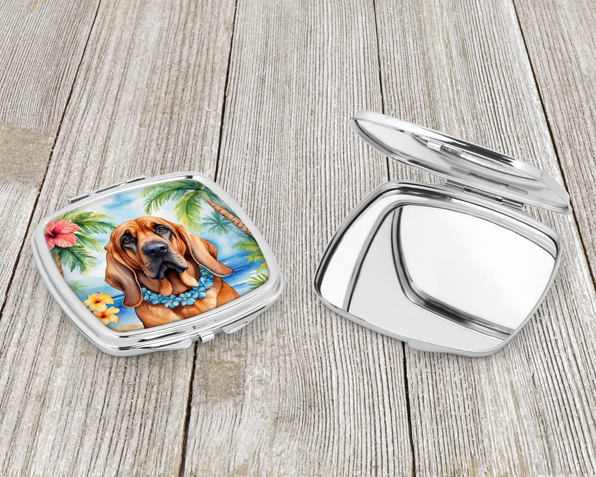 Bloodhound Luau Compact Mirror Decorative Travel Makeup Mirror for Women Girls Gifts Pocket Makeup Mirror Folding Handheld